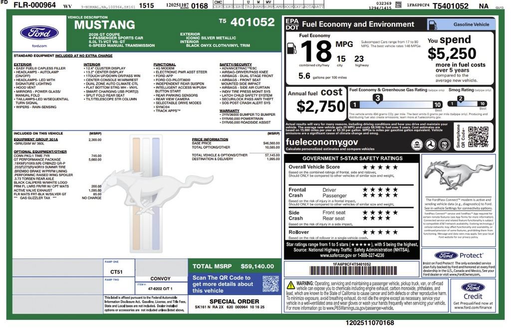 New 2026 Ford Mustang GT w/ GT Performance Package RWD image 6