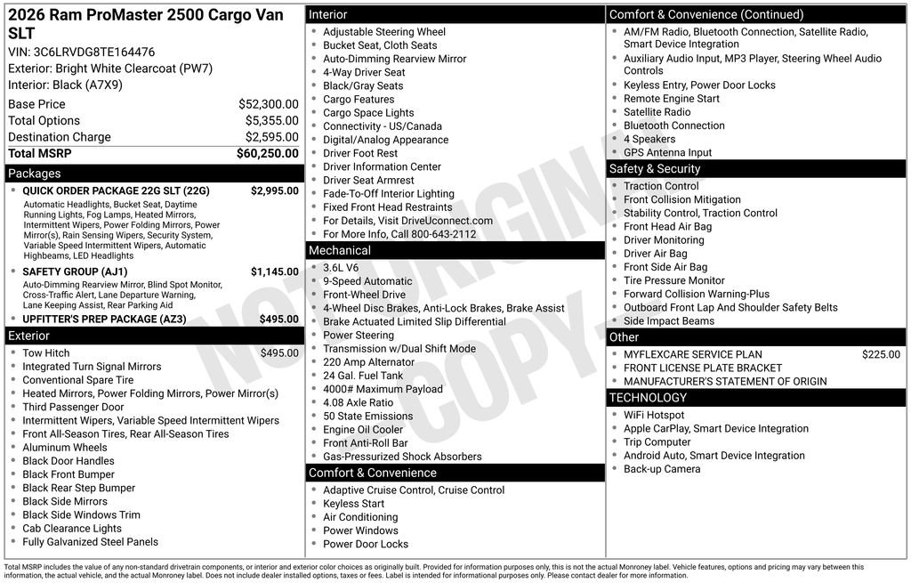 New 2026 RAM ProMaster 2500 w/ Quick Order Package 22G SLT image 6
