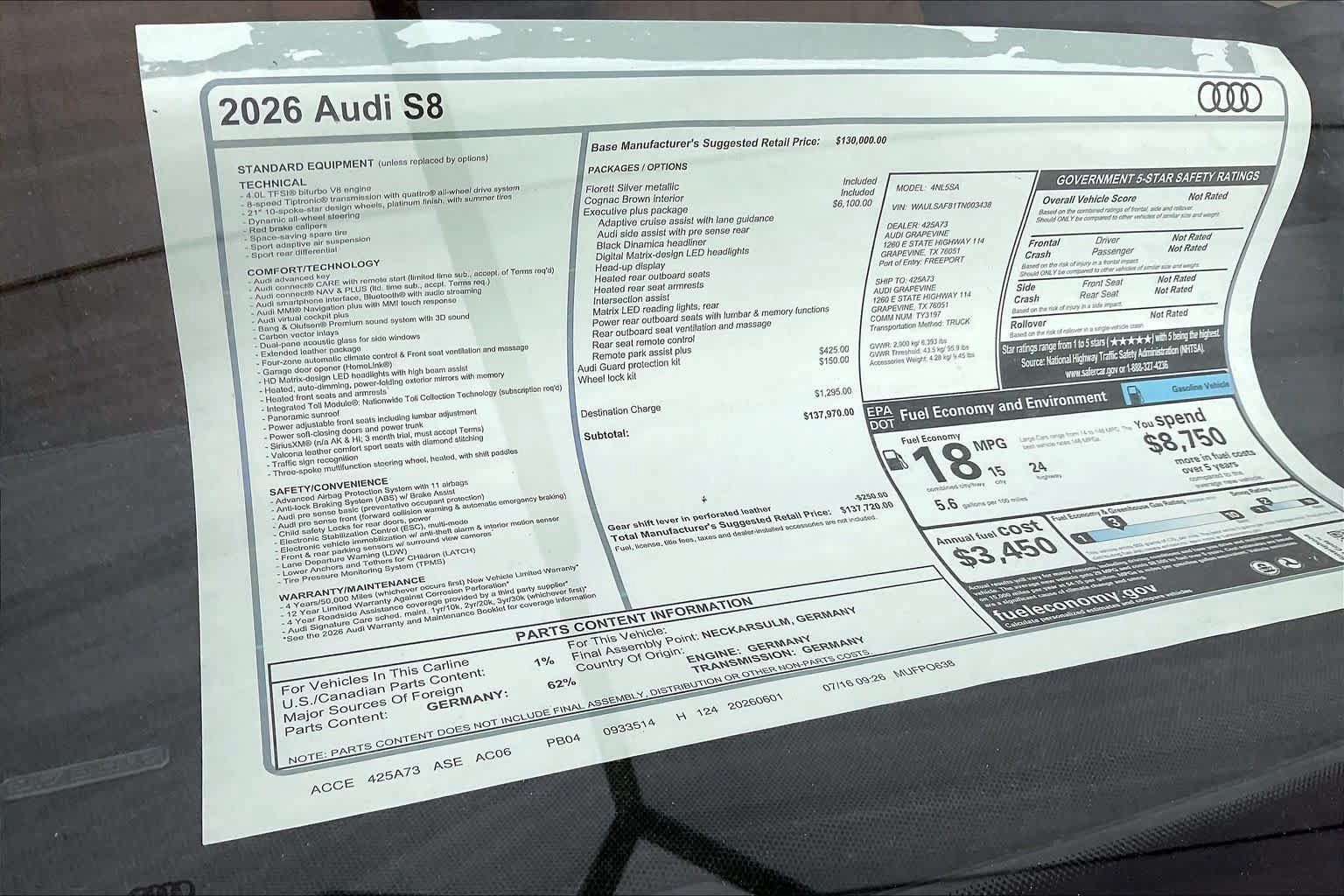 New 2026 Audi S8 AWD/4WD image 19