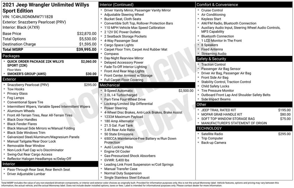 Used 2021 Jeep Wrangler Unlimited Sport image 33