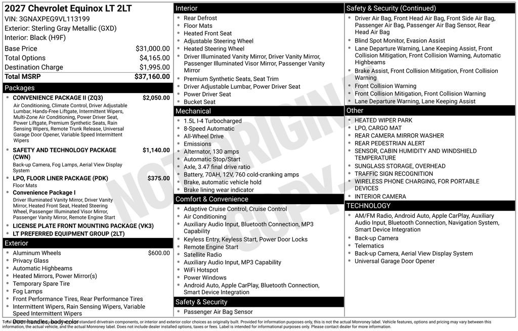 New 2027 Chevrolet Equinox LT w/ Convenience Package II AWD/4WD image 3