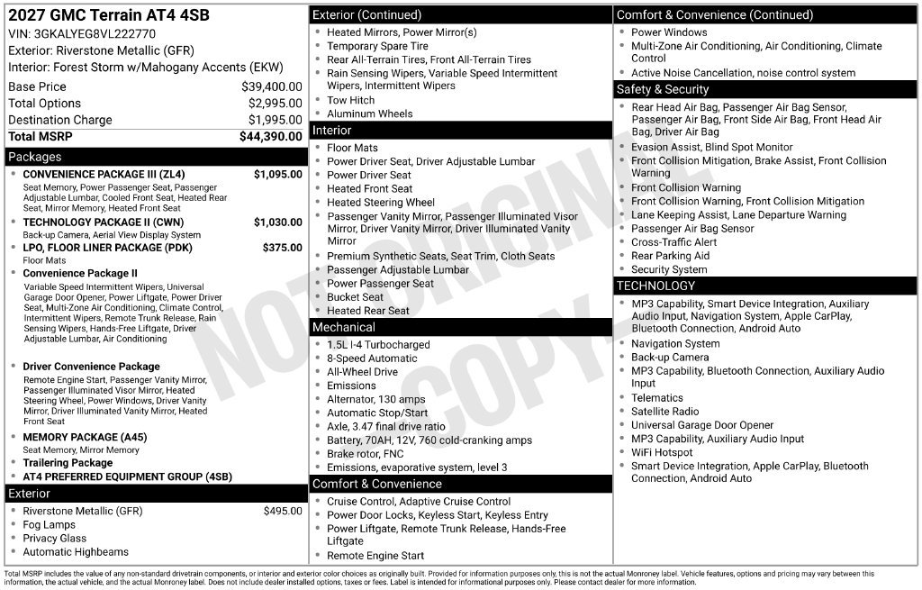 New 2027 GMC Terrain AT4 w/ Convenience Package III AWD/4WD image 19