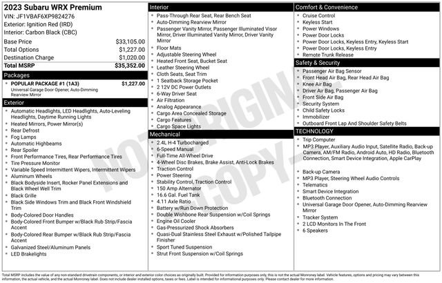 Used 2023 Subaru WRX Premium w/ Popular Package #1 AWD/4WD image 43