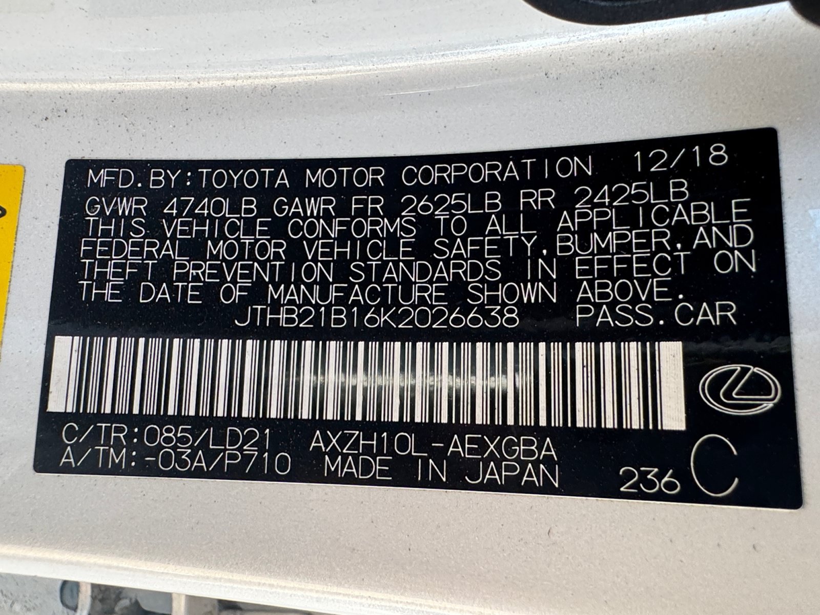 Used 2019 Lexus ES 300h FWD image 16