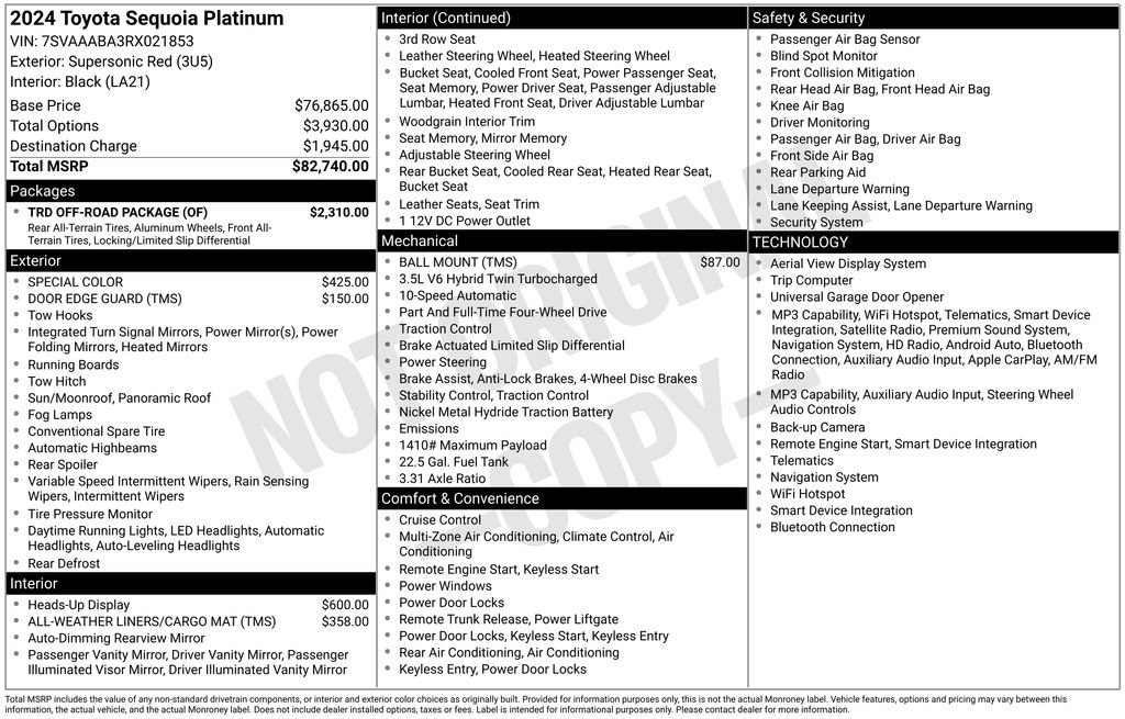 Used 2024 Toyota Sequoia Platinum w/ TRD Off-Road Package image 5