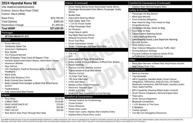 Certified 2024 Hyundai Kona SE AWD/4WD image 31