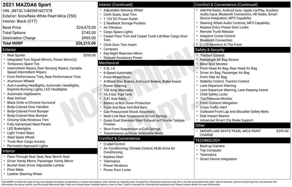 Used 2021 MAZDA MAZDA6 Sport image 7