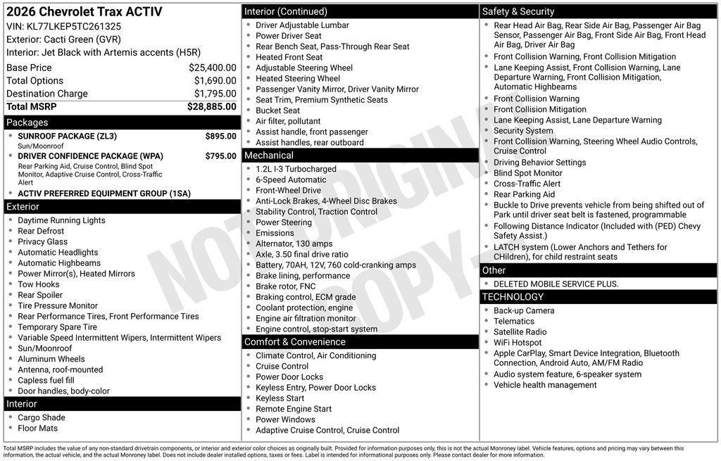 New 2026 Chevrolet Trax ACTIV w/ Sunroof Package FWD image 6