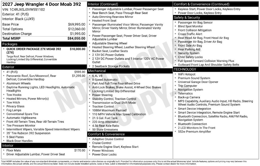 New 2027 Jeep Wrangler Unlimited Rubicon 392 AWD/4WD image 31
