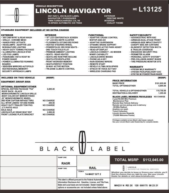 Used 2021 Lincoln Navigator L Black Label w/ Special Edition Package image 34