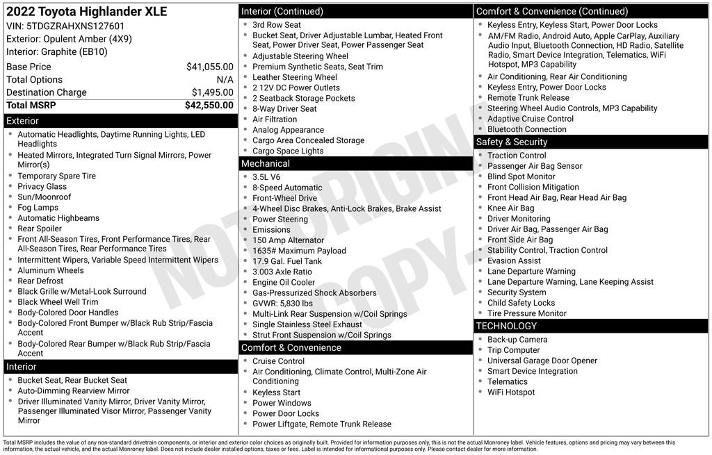 Used 2022 Toyota Highlander XLE image 1