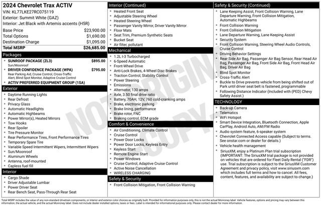 Used 2024 Chevrolet Trax ACTIV w/ Sunroof Package FWD image 3
