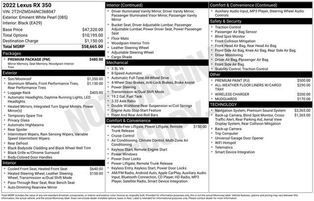 Used 2022 Lexus RX 350 AWD w/ Premium Package image 28