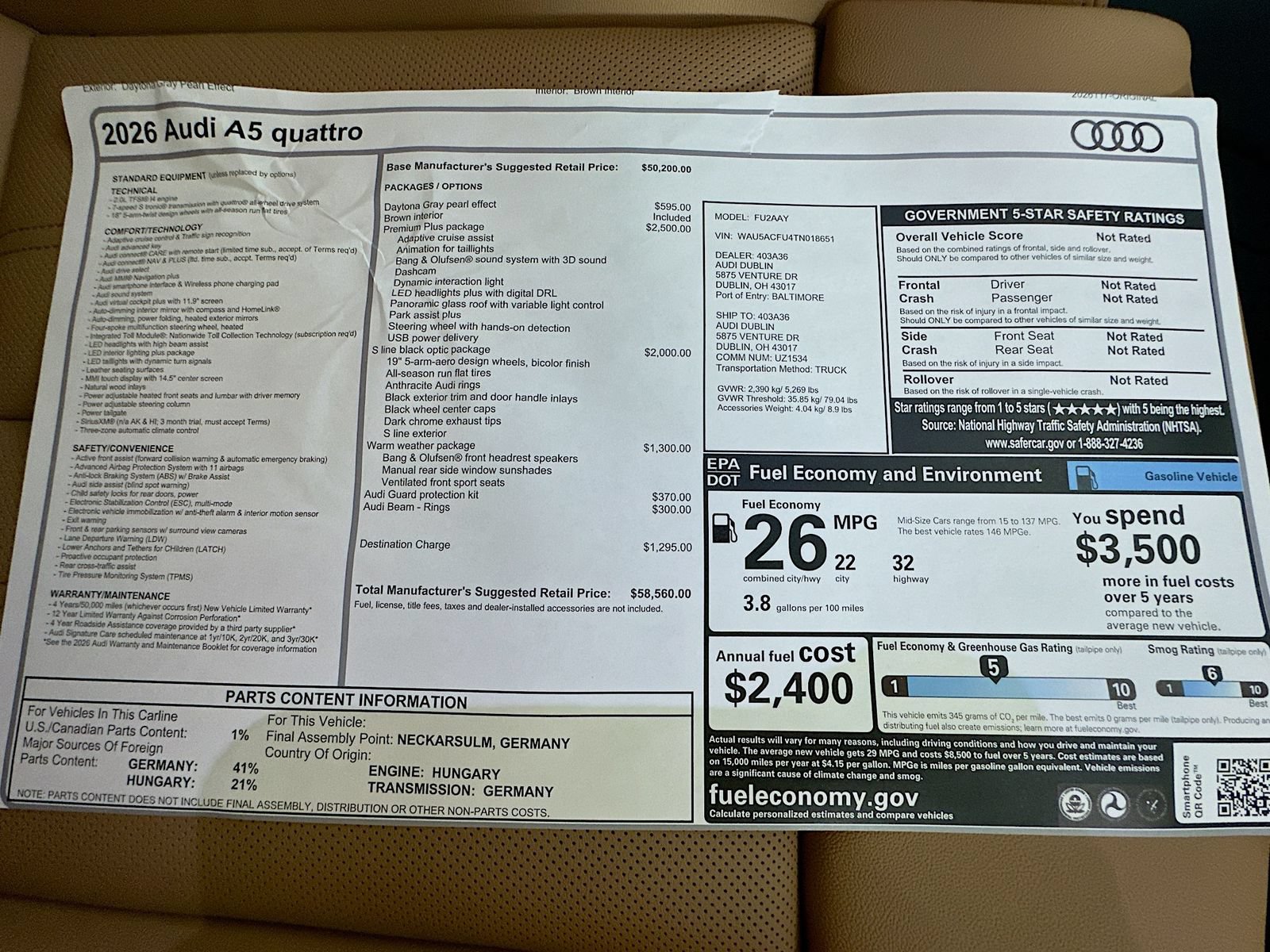 New 2026 Audi A5 Premium Plus w/ Premium Plus Package AWD/4WD image 9