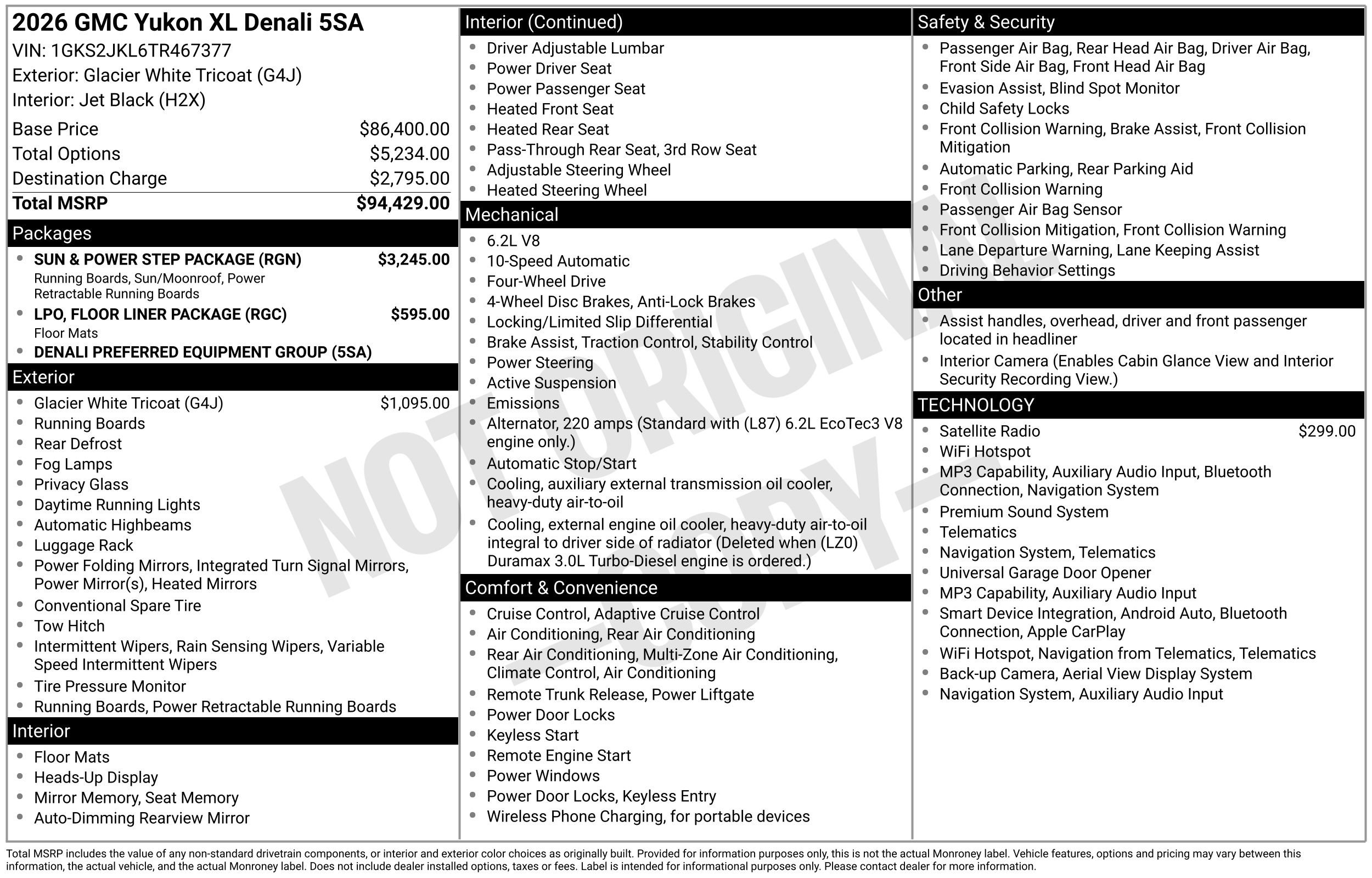 New 2026 GMC Yukon XL Denali w/ Sun & Power Step Package AWD/4WD image 3