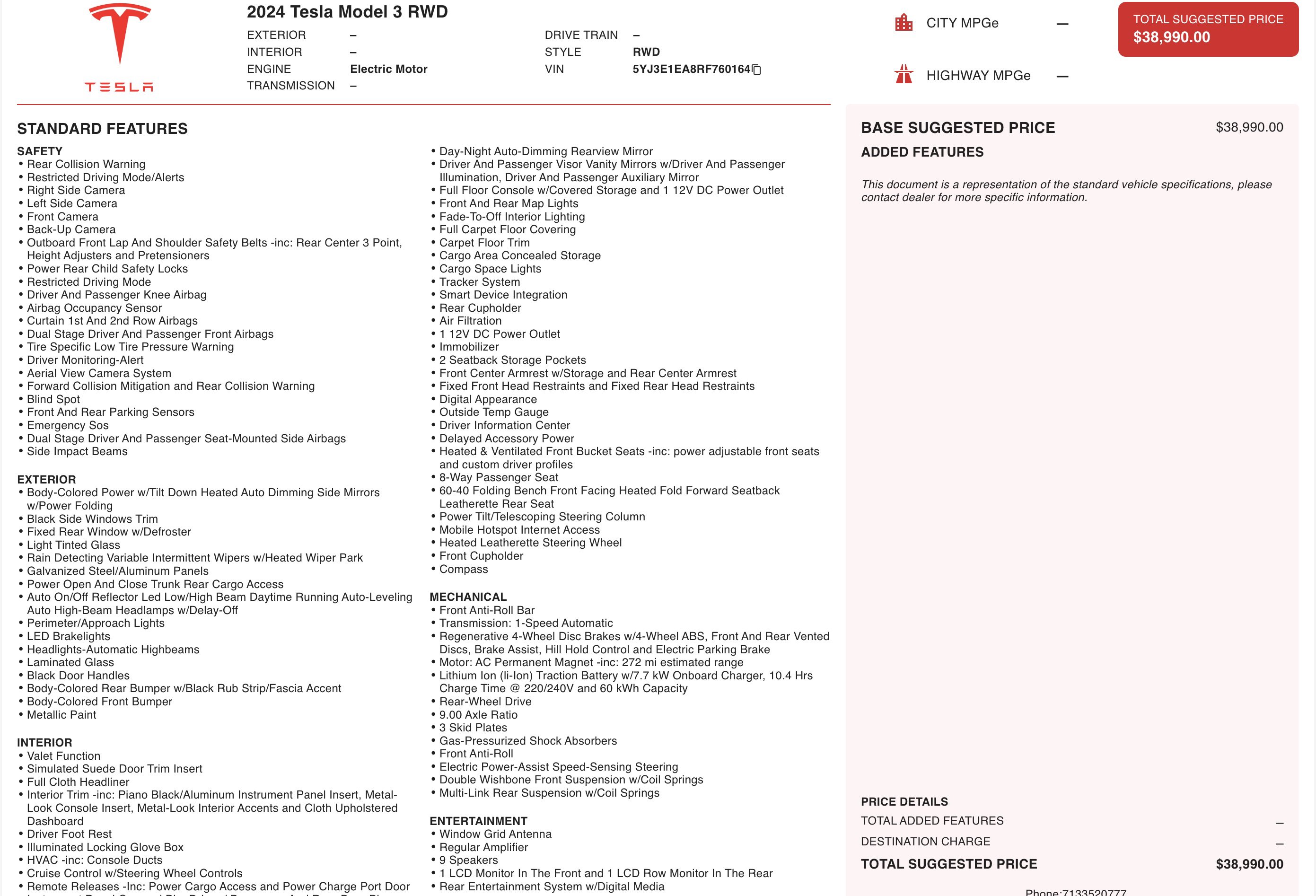 Used 2024 Tesla Model 3 Standard Range image 3
