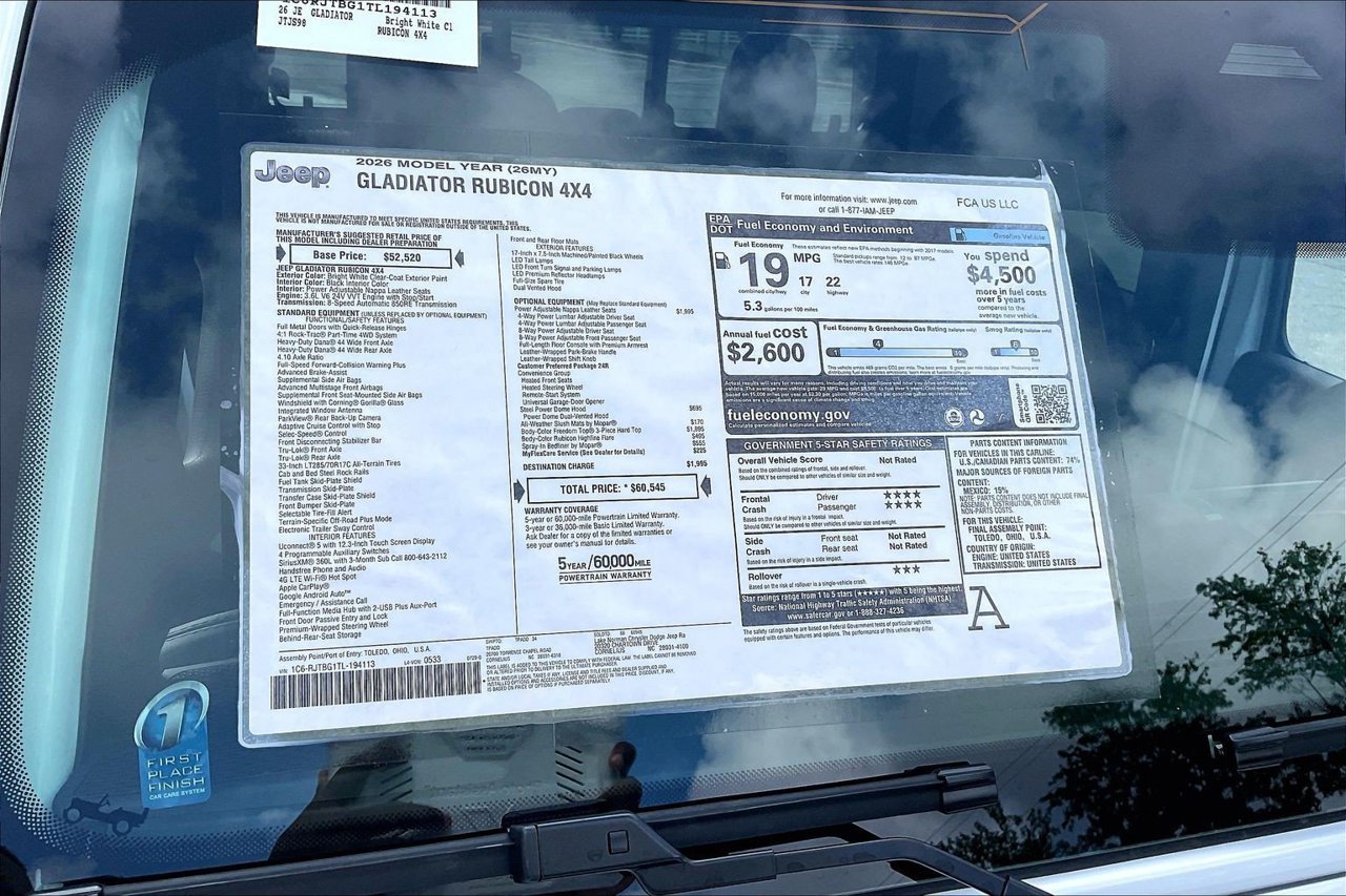 New 2026 Jeep Gladiator Rubicon w/ Steel Power Dome Hood Package AWD/4WD image 35