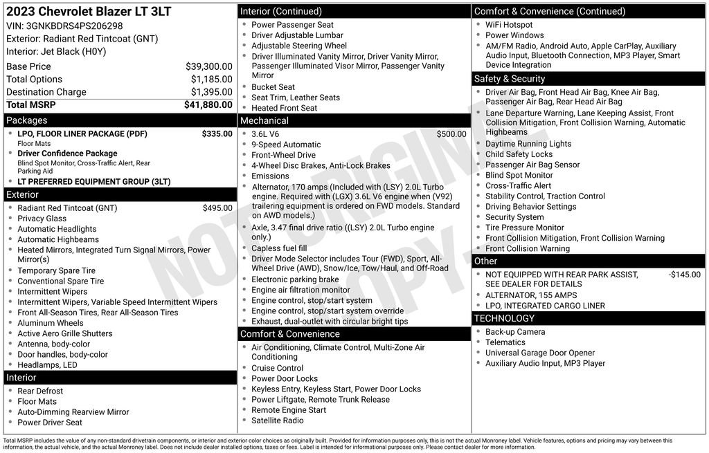 Used 2023 Chevrolet Blazer LT w/ LPO, Floor Liner Package FWD image 33