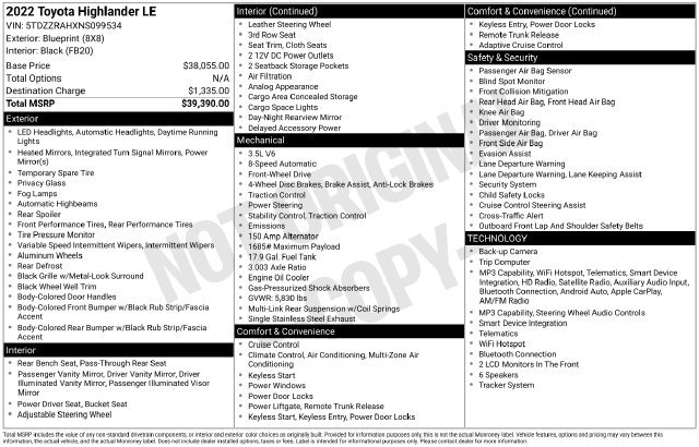 Used 2022 Toyota Highlander LE FWD image 26