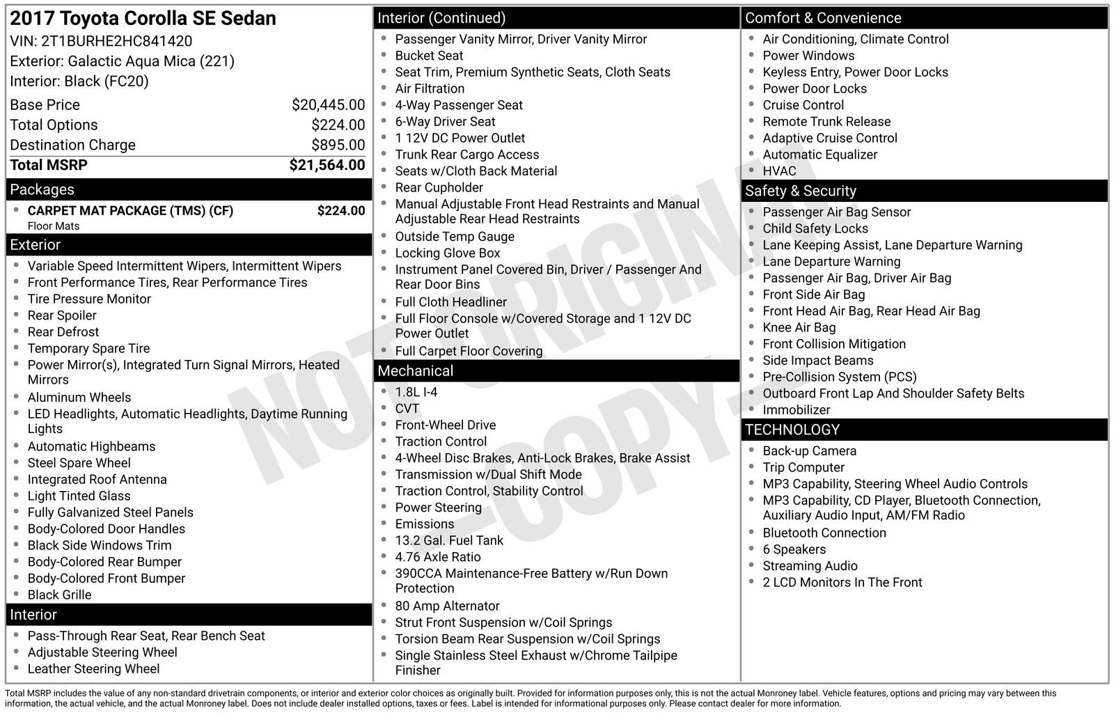 Used 2017 Toyota Corolla SE w/ Carpet Mat Package (TMS) FWD image 5