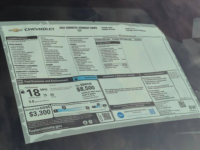 New 2027 Chevrolet Corvette Stingray Coupe w/ Z51 Performance Package RWD image 17