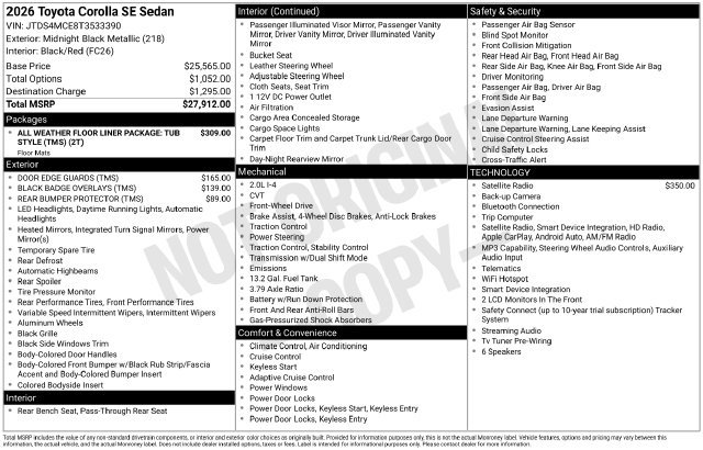 Certified 2026 Toyota Corolla SE FWD image 38