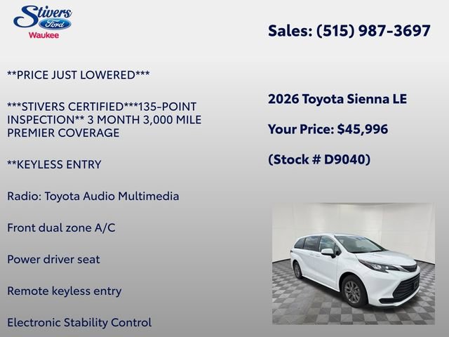 Used 2026 Toyota Sienna LE FWD image 8