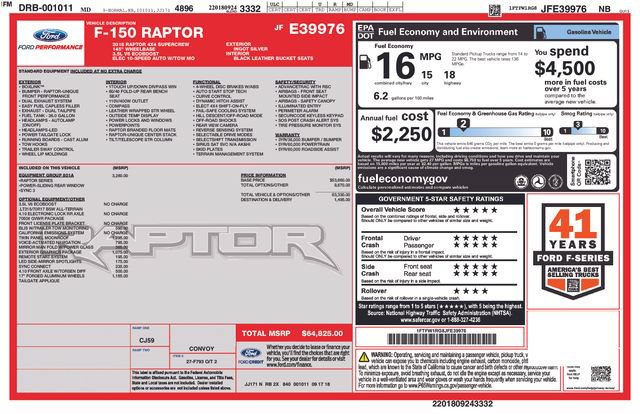 Used 2018 Ford F150 Raptor w/ Equipment Group 801A Mid AWD/4WD image 31