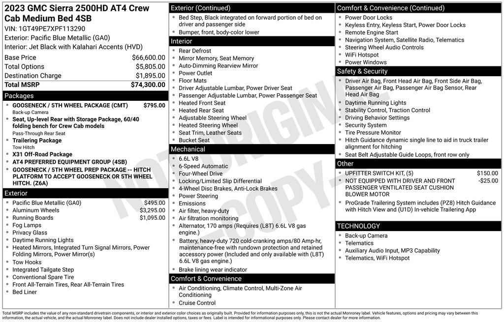 Used 2023 GMC Sierra 2500 AT4 w/ Gooseneck/5TH Wheel Package AWD/4WD image 11
