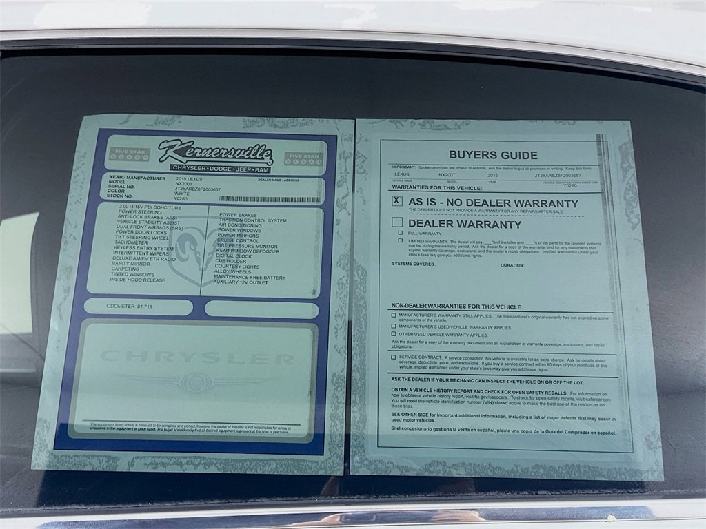 Used 2015 Lexus NX 200t FWD image 38