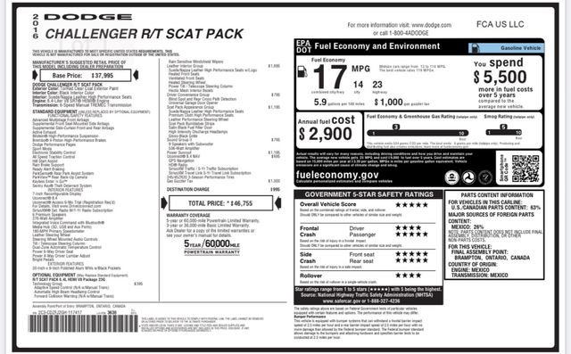 Used 2016 Dodge Challenger R/T Scat Pack w/ Leather Interior Group image 27