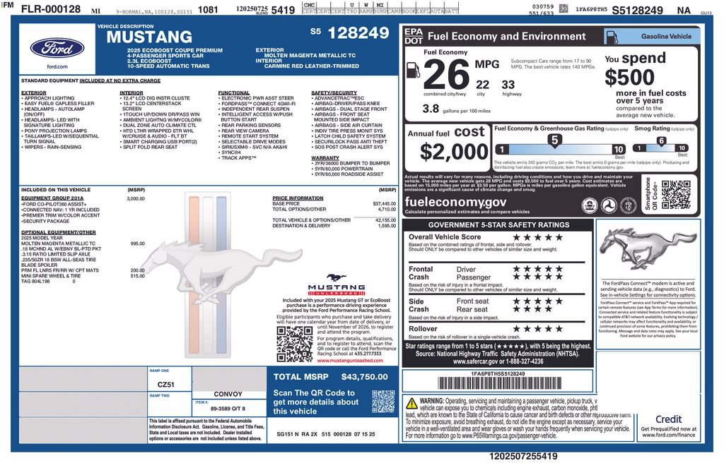 Certified 2025 Ford Mustang Premium RWD image 27