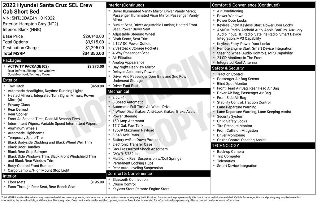 Used 2022 Hyundai Santa Cruz SEL w/ Activity Package image 31