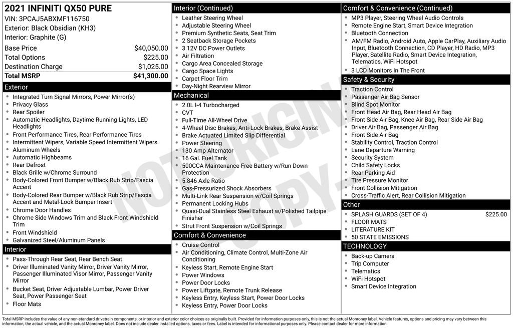 Used 2021 INFINITI QX50 Pure image 12