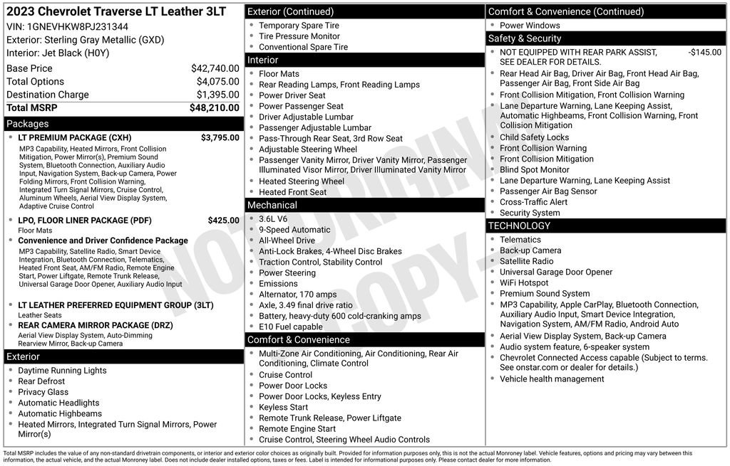 Used 2023 Chevrolet Traverse LT w/ LT Premium Package AWD/4WD image 4