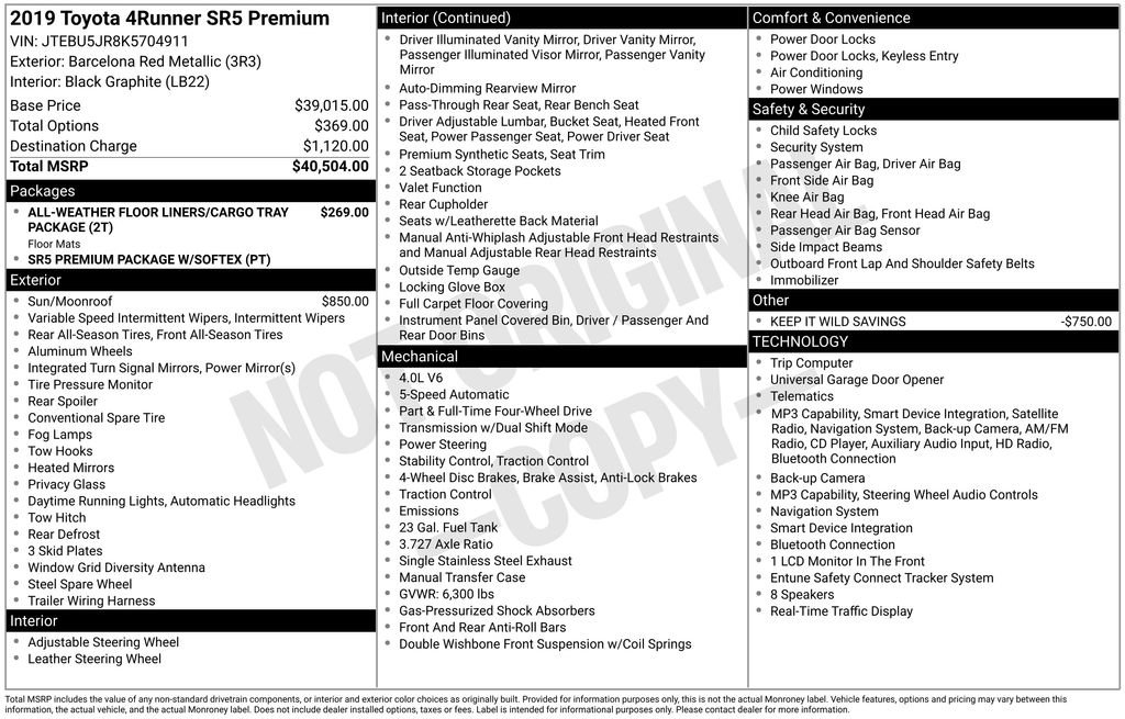 Certified 2019 Toyota 4Runner SR5 Premium AWD/4WD image 12