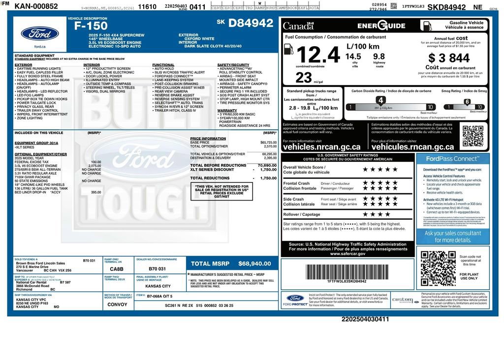 Used 2025 Ford F150 XLT w/ Equipment Group 301A Standard image 37