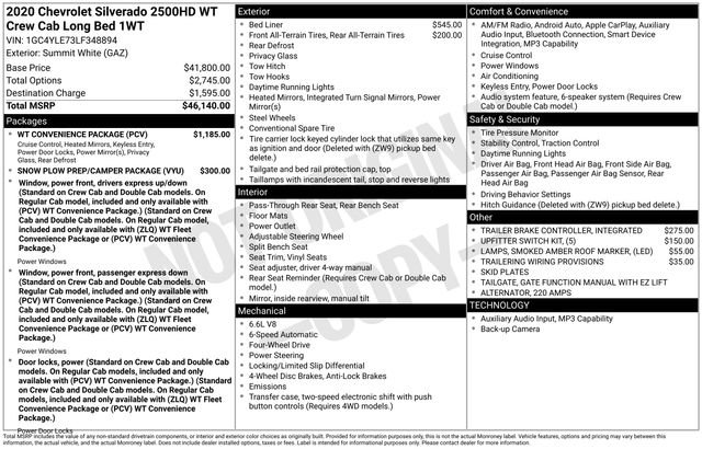 Used 2020 Chevrolet Silverado 2500 W/T w/ WT Convenience Package image 54