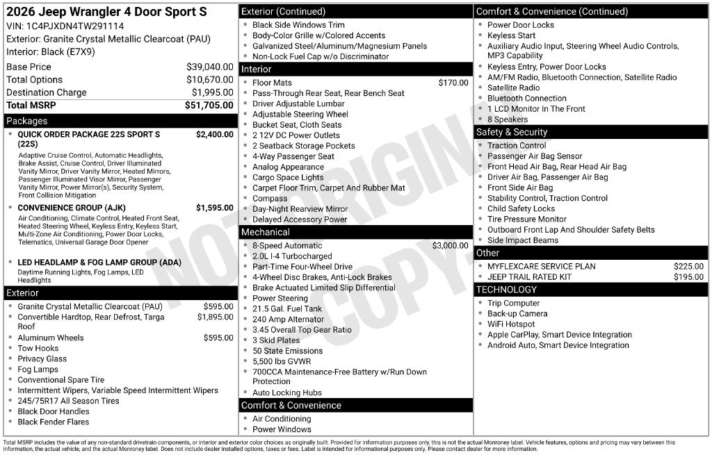 New 2026 Jeep Wrangler Unlimited Sport AWD/4WD image 39