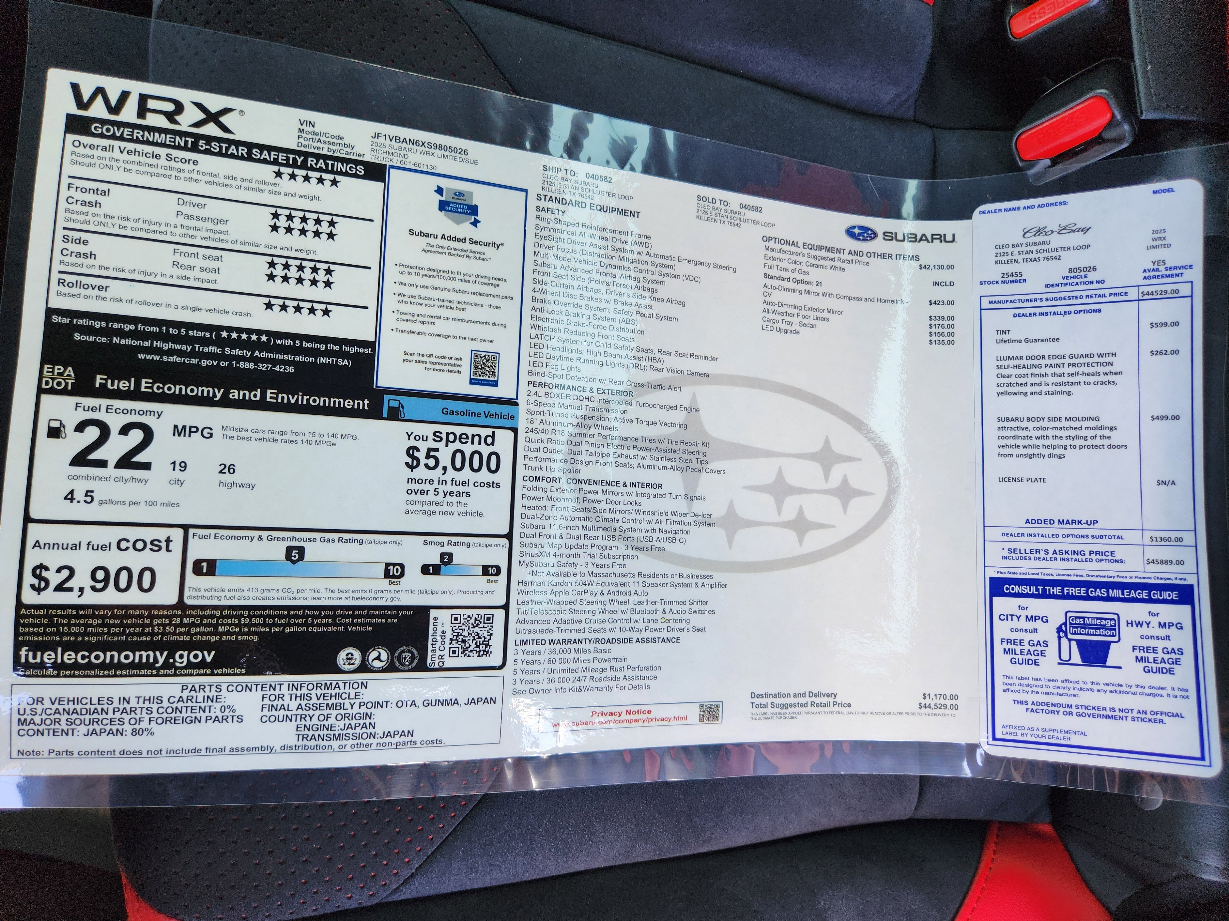 New 2025 Subaru WRX Limited image 35