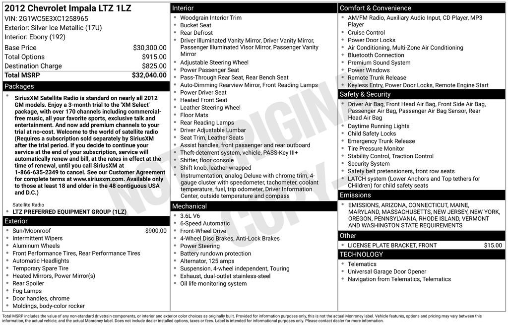 Used 2012 Chevrolet Impala LTZ image 12