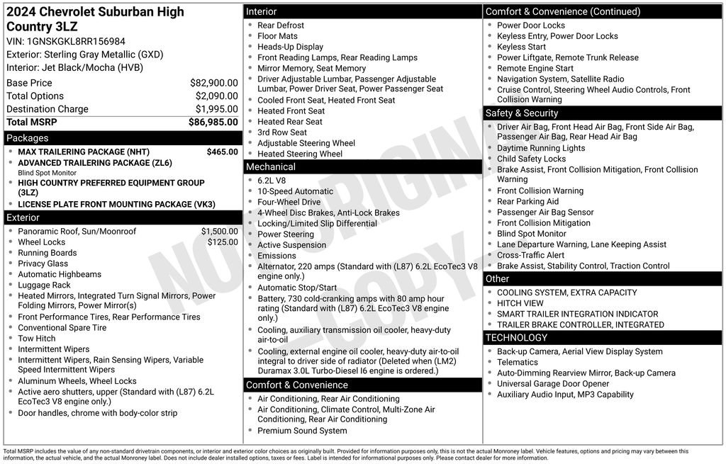Used 2024 Chevrolet Suburban High Country w/ Max Trailering Package AWD/4WD image 8