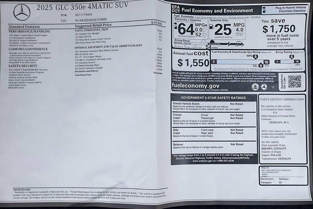 Used 2025 Mercedes-Benz GLC 350e 4MATIC w/ Driver Assistance Package image 43