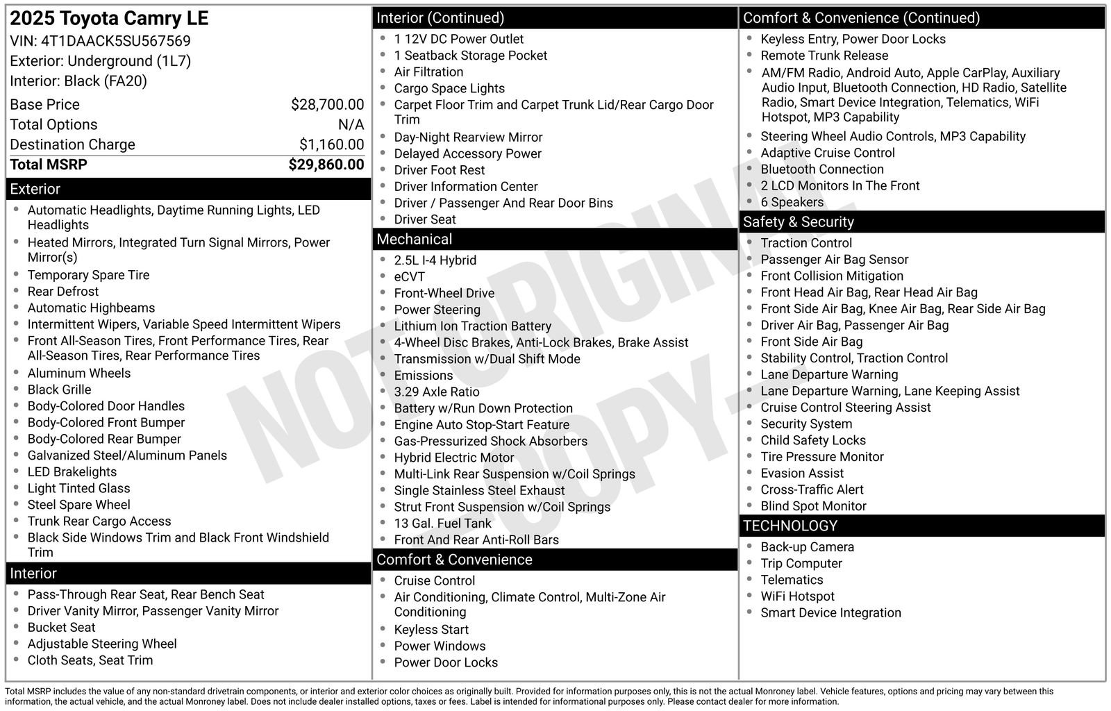 Used 2025 Toyota Camry LE image 6