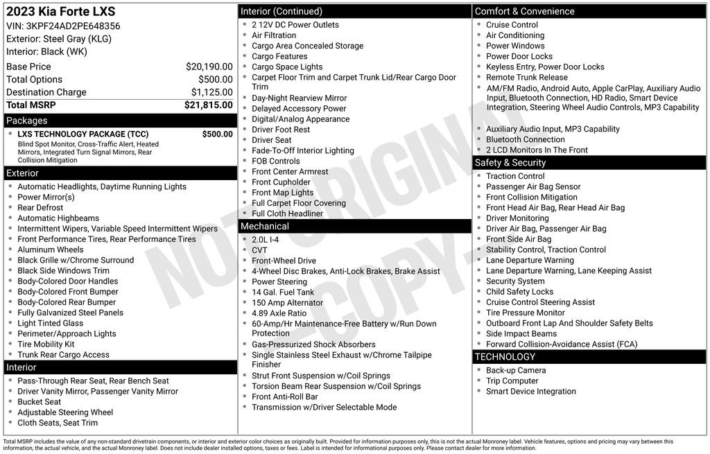 Certified 2023 Kia Forte LXS w/ LXS Technology Package FWD image 7