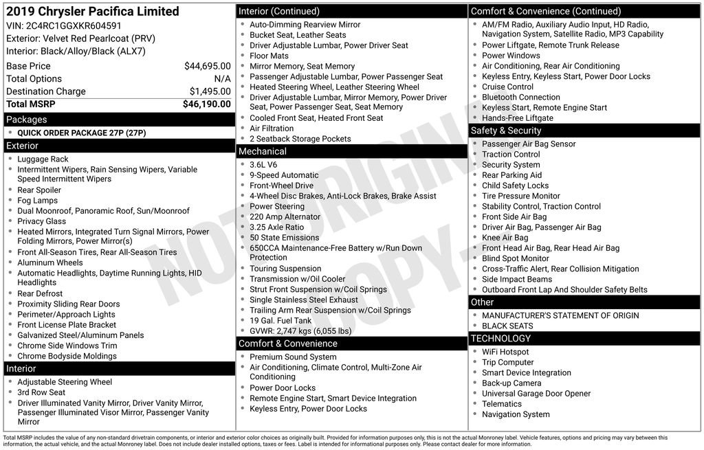 Used 2019 Chrysler Pacifica Limited FWD image 11