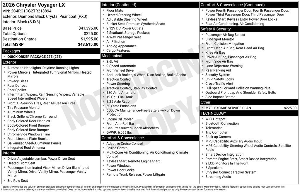 New 2026 Chrysler Voyager LX FWD image 36