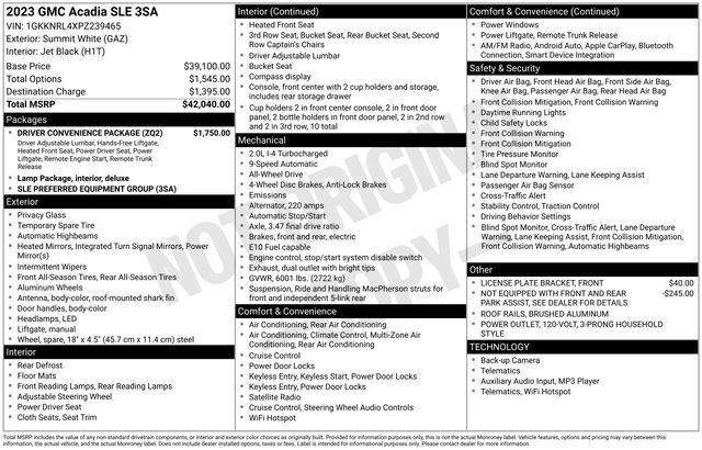 Used 2023 GMC Acadia SLE w/ Driver Convenience Package image 5