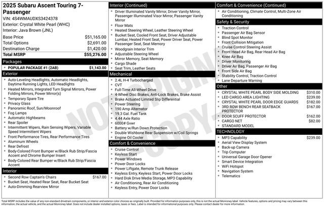 New 2025 Subaru Ascent Touring w/ Popular Package #1 image 5