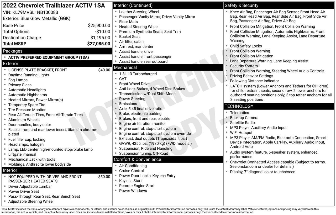 Used 2022 Chevrolet TrailBlazer ACTIV FWD image 28